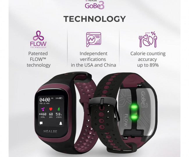 Фітнес-браслет HEALBE GoBe3 Burgundy